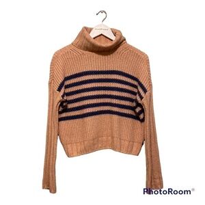 SO Pink & Blue Striped Turtleneck Long Sleeve Cropped Sweater | XS NWT